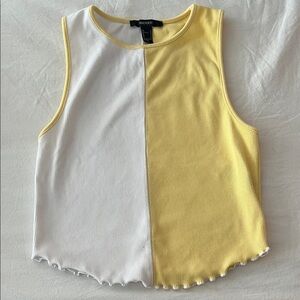 Forever 21 Yellow and White Color Block Tank Top